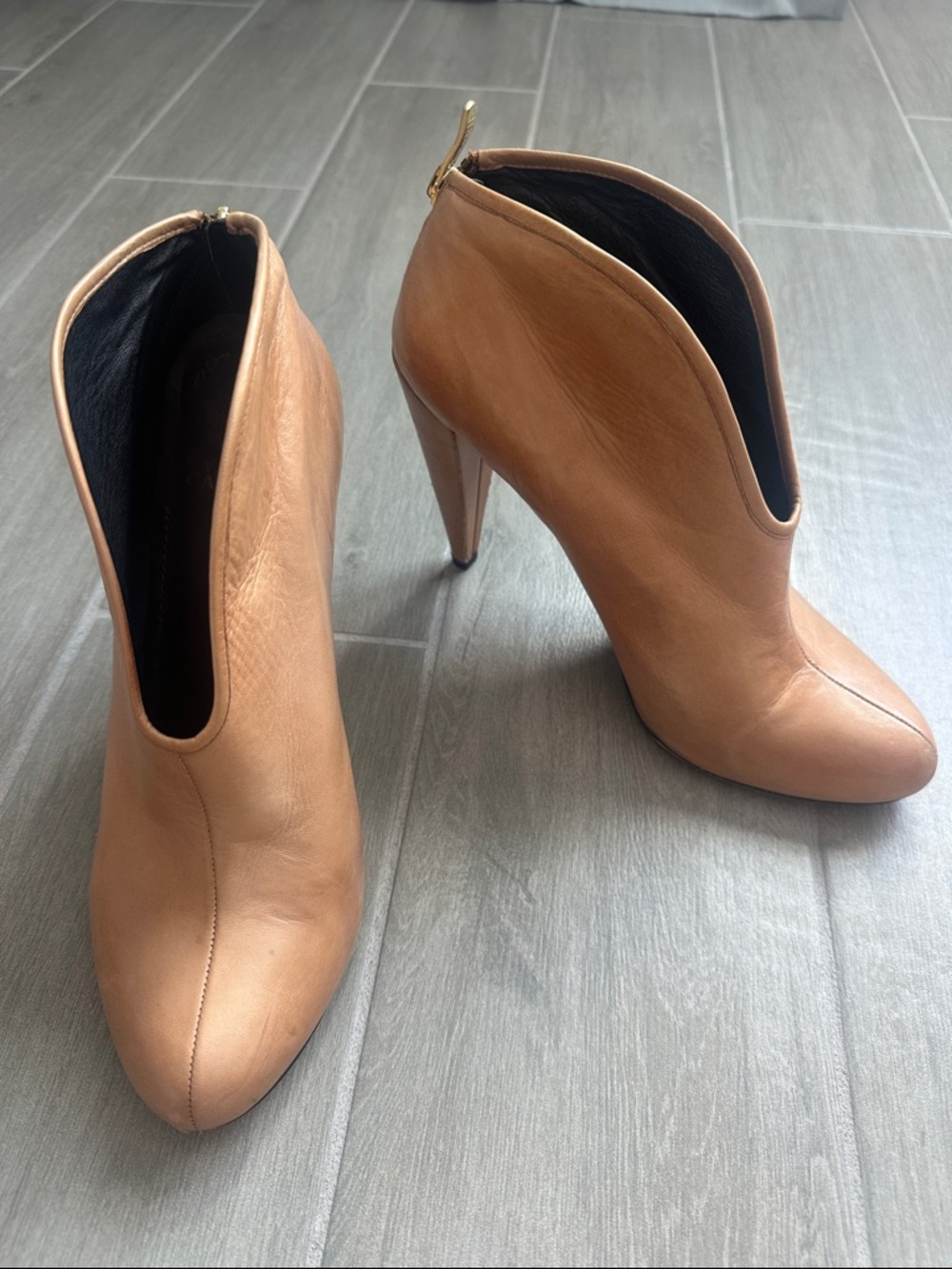 Vince Camuto Tan Leather High-Heel Ankle Boots